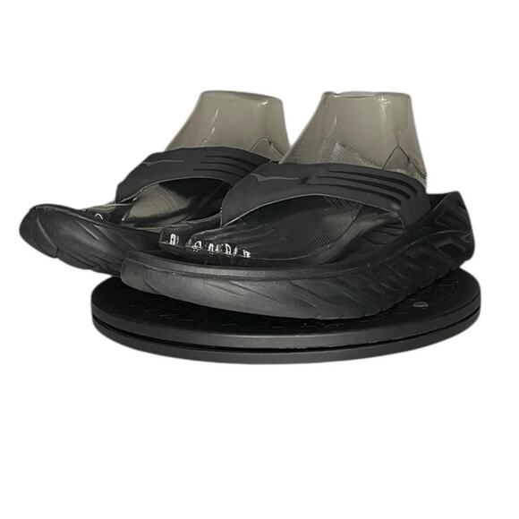 Mens Hoka One One Ora Recovery Slip-On Casual Flip-Flop Sandal Size 10 Black - Picture 2 of 6